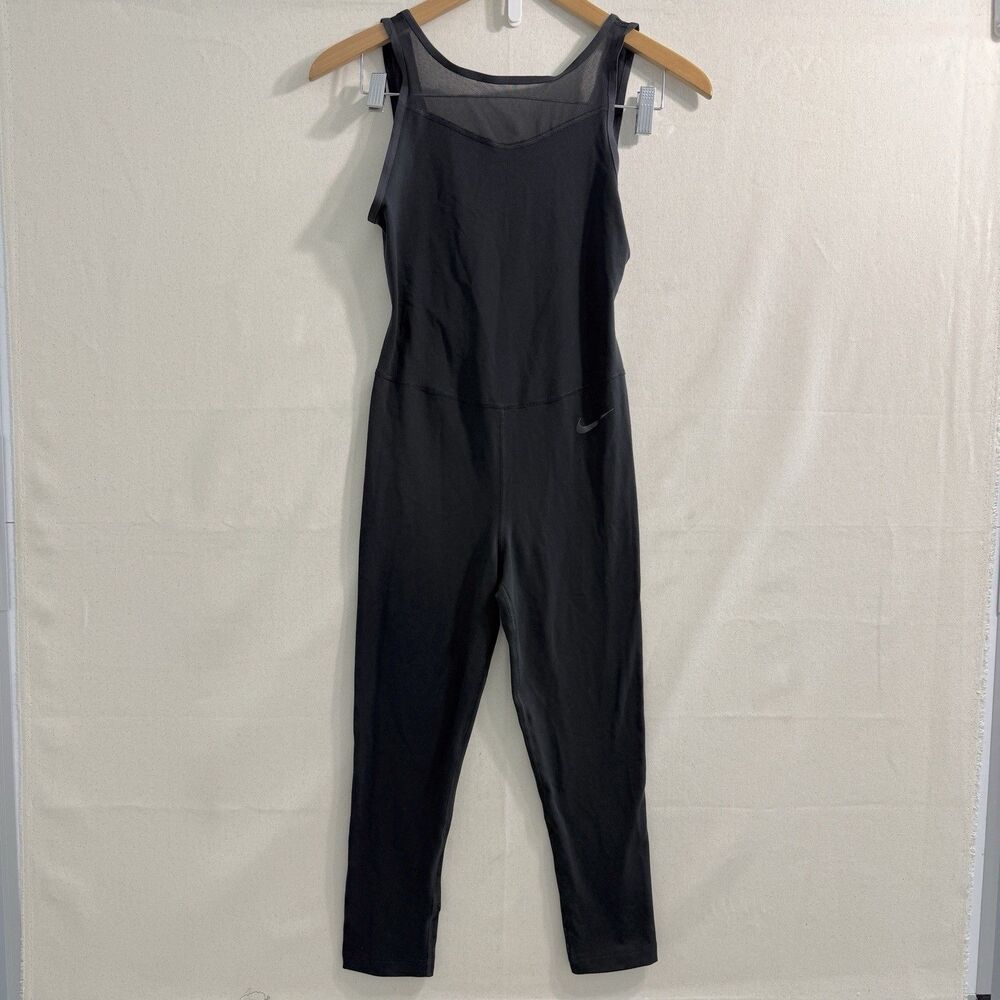 Nike Dri-FIT Women’s Black Cropped Mesh Detail Jumpsuit Bodysuit Size XSmall